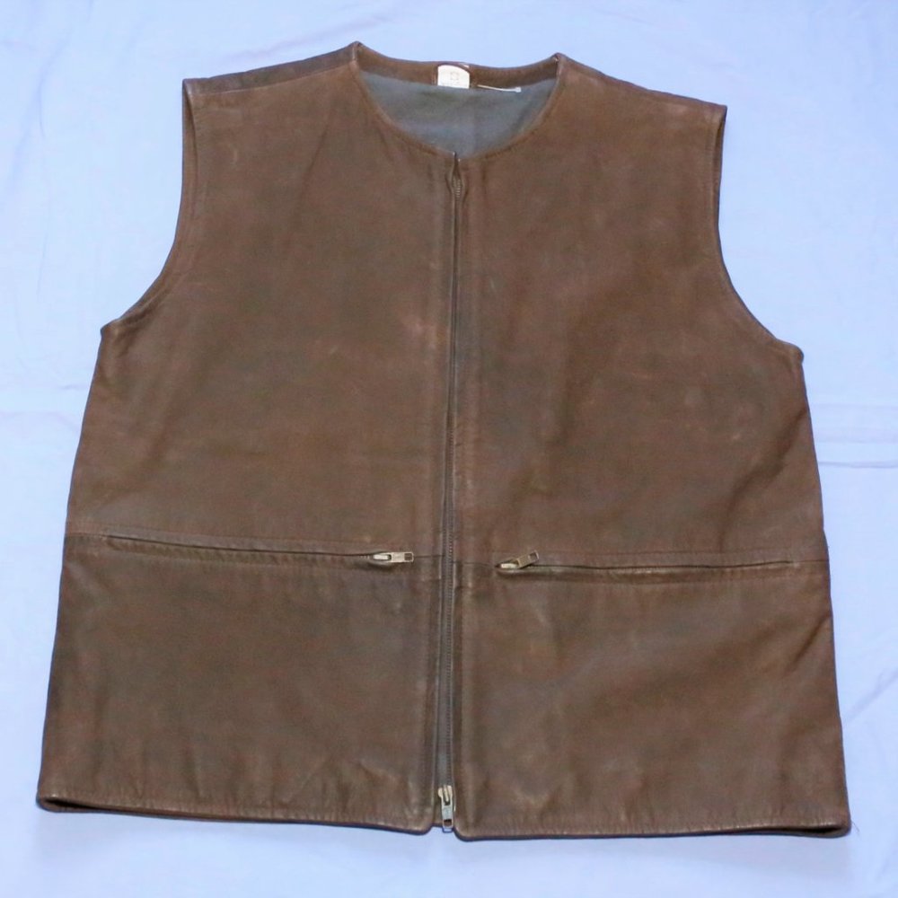 Brown Leather Mens Vest